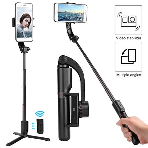 Single Axis Gimbal Stabilizer Selfie Stick Tripod Video Stabilizer for Cell Phone, One Axis Video Stabilizer for Galaxy S10+, S9+, Compatible with iPhone 11 Pro Max, iPhone Xs Max (Black and Grey)
