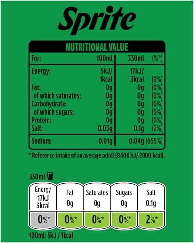 Sprite No Sugar 24 x 330ml Cans