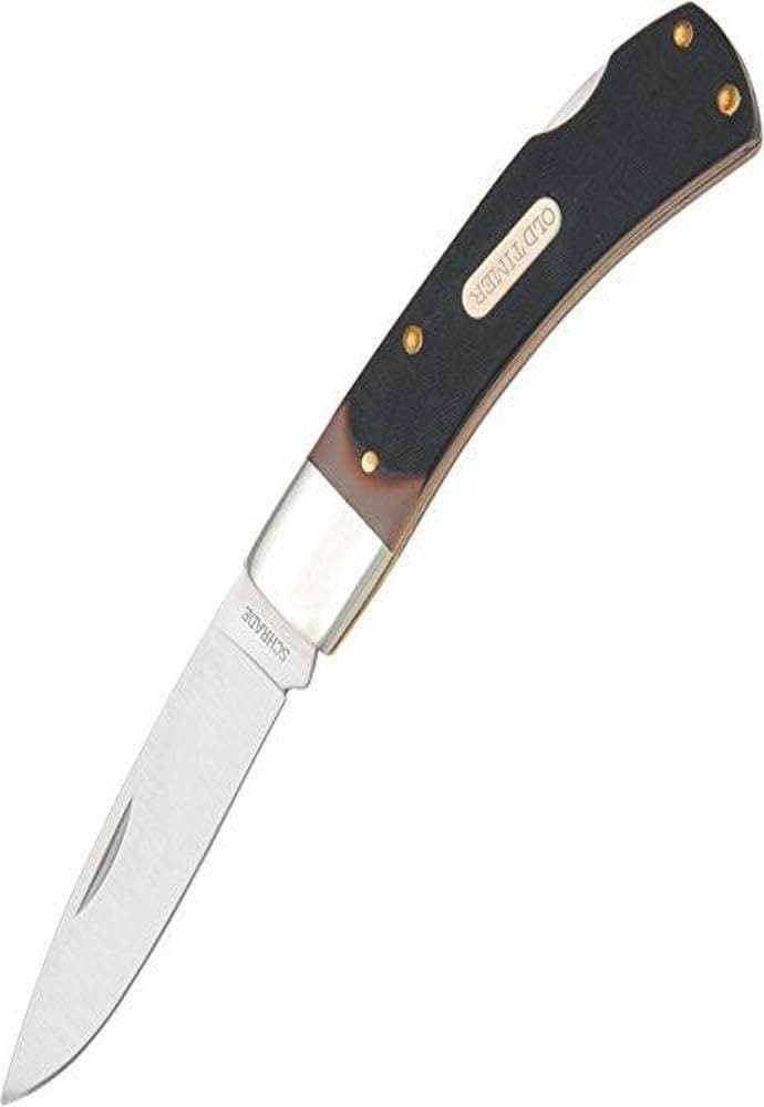 Old Timer 5OT Bruin Traditional Lockback Pocket Knife with 2.8in High Carbon Stainless Steel Blade, Sawcut Handle, and Convenient Everyday Carry Size for EDC, Hunting, Camping, Utility, and Outdoors