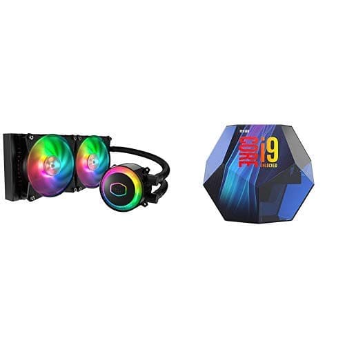 Cooler Master MasterLiquid ML240R Addressable RGB All-in-one CPU Liquid Cooler with Intel Core i9-9900K Desktop Processor 8 Cores up to 5.0 GHz Turbo Unlocked