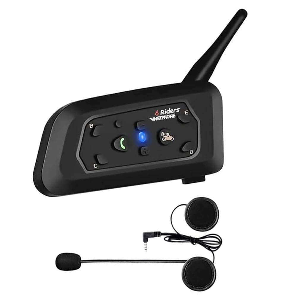 ESoku V6 Motorcycle Helmet Bluetooth Intercom,1200M Motorcycle Headset with Hands-Free Call and Noise Reduction Function, Connect Up to 6 Riders for Motorcycling Skiing and Climbing (1 Pack)