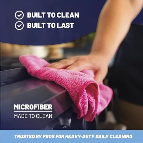 12" x 12" Buff Pro Multi-Surface Microfiber Cleaning Cloths | Blue - 12 Pack | Premium Microfiber Towels for Cleaning Glass, Kitchens, Bathrooms, Automotive, Supplies & Products