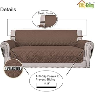 Easy-Going Chair Sofa Slipcover Reversible Sofa Cover Water Resistant Couch Cover Furniture Protector Cover with Elastic Straps for Pets Kids Children Dog Cat (Chair, Brown/Brown)