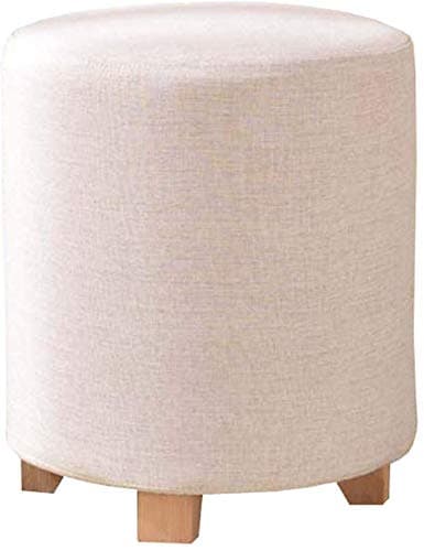 WZF Stool for sofas Solid color fabric stools Nordic Simple modern Small wooden bench Creative dressing room stool for the home Multifunctional family Creative, cream white, 35 * 45 cm