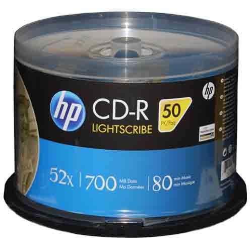 HP LightScribe CD-R 52X Blank Disc Storage Printable Media 700MB 80min-50pk