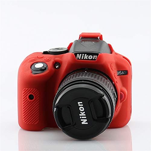 HellowPower Nikon D5300 Camera Housing Camera Body Case Cover Soft Silicone Protective Accessory Rubber Detachable Protection Camera Bag for Nikon D5300 Digital SLR Camera (Red)