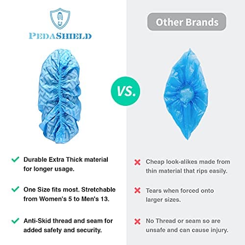 22 Premium XL Booties -Thick Extra Large Disposable Boot & Shoe Covers, Non Slip Water Resistant Foot Protectors, Construction Durable 42GSM for Indoors Outdoors, Up to US Men 13, Women 15