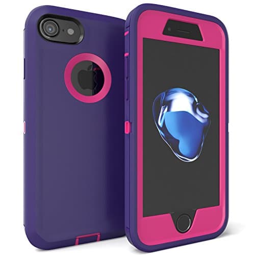 iPhone 7 Case, Viero Defender Case Heavy Duty Rugged Impact Resistant Full Body Protective Armor Military Grade Protection Belt Clip Built-in Screen Protector Case Cover for iPhone 7 - Purple/Pink