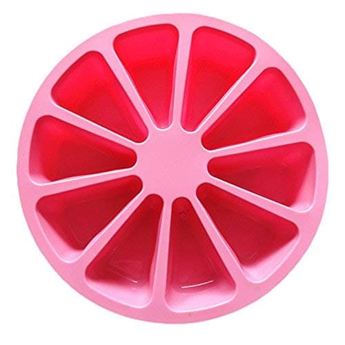 Silicone Portion Cake Molds-10 Triangle Cavity,Nonstick Cake Pan for Baking,Large Bakeware,Soap Mould Pizza Pan,Round 28x28x6CM (Color Random)