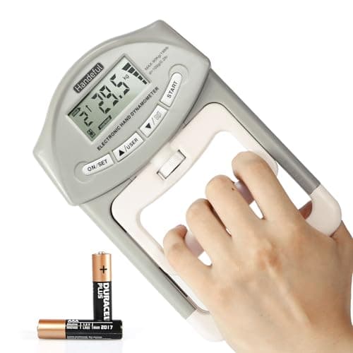 Handeful Grip Strength Tester, Digital Dynamometer for Hand Measurement Meter Auto Capturing Electronic Forearm Finger Power 198 Lbs / 90 Kgs, Gripping Strengthener for Sport, Home, School, Clinic Use