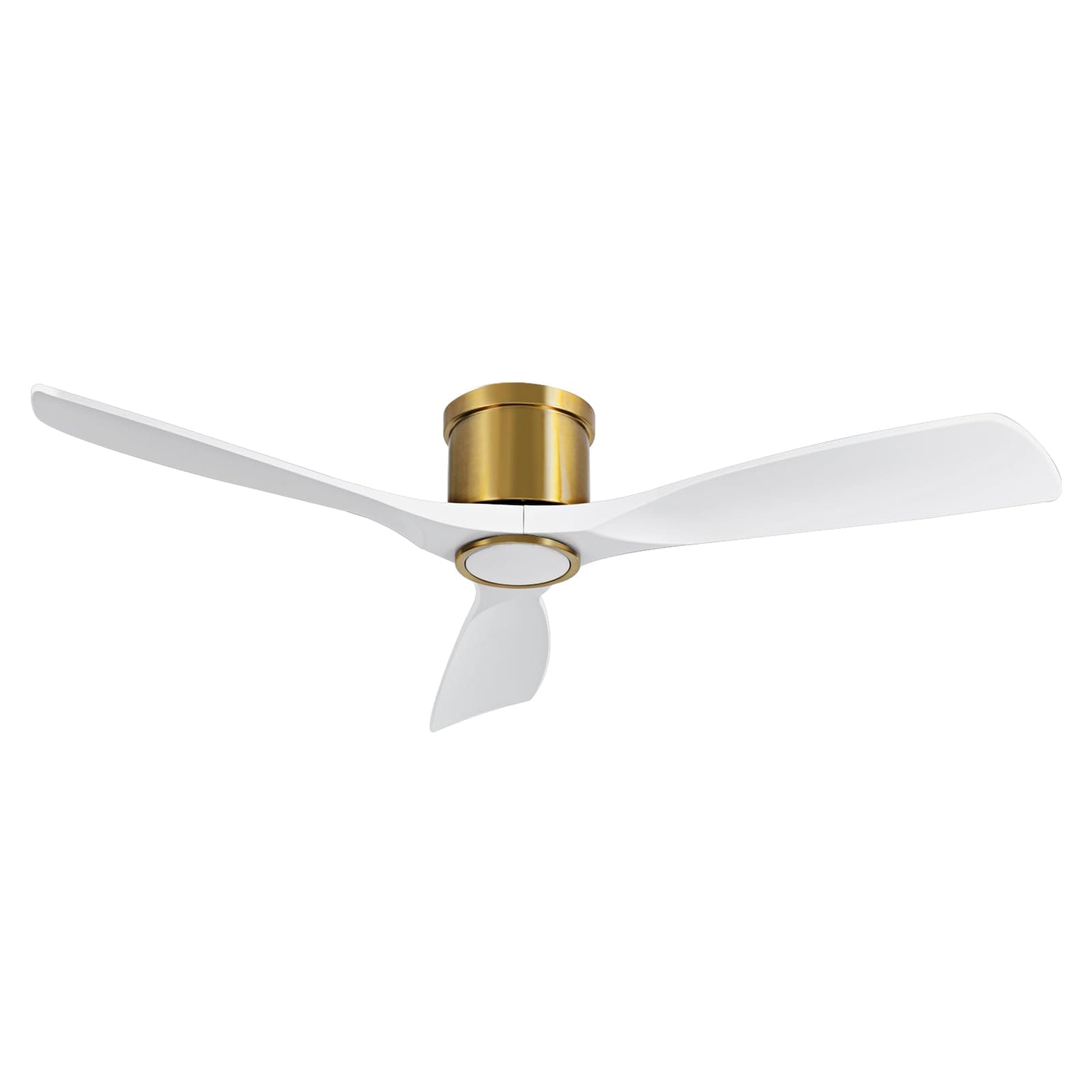 52 Inch Smart Ceiling Fan with Light and Remote, Indoor 3 Blade White Gold Low Profile Flush Mount Modern Ceiling Fans for Bedroom Living Room