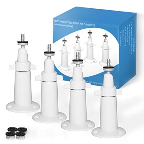 4 Pack Indoor/Outdoor Security Camera Wall Mount, 360 Degree Adjustable Aluminum Alloy Ceiling Mount Compatible with Arlo HD, Arlo Pro 2, Arlo Pro and Other Surveillance Camera(White)