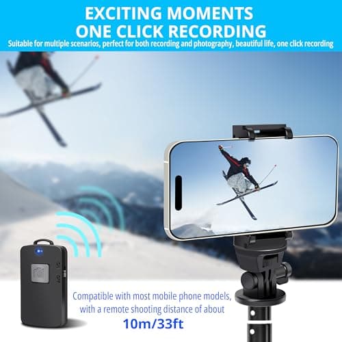 BZE 40 inch Extendable Selfie Stick with Bluetooth, Phone Tripod with Wireless Remote Shutter for All Smartphones, Gopro