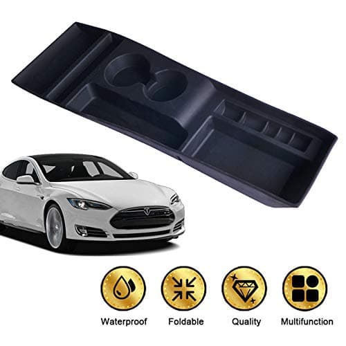 omotor Center Console Organizer Portable Silicone Center Container Storage Box/Cup Holder fit for Tesla Model S 2012 2013 2014 2015 2016 2017(Black Version)