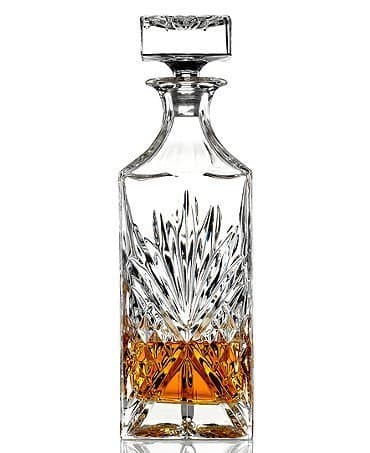 Irish Diamond Cut Star Patterned Extra Tall Premium Whiskey Crystal Glass Decanter & Glass Stopper, Cognac, Bourbon Bottle by Fine Occasion