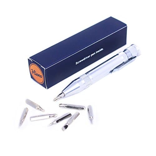 Pocket Screwdriver Set - 8-in-1 Pen-Style Multi-Functional Tool - Sturdy Magnetic Silver Precision Gadget - Best For Repairing Home Electronics - Includes Gift Box - By Hieno Tools