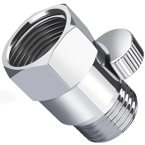 Brass Shower Flow Control Valve: Shower Head Shut Off Valve(Female and Male), MAYYAYA Water Flow Control Valves, for Handheld Shower Head or Bidet Sprayer- Handle Lever (Chrome)