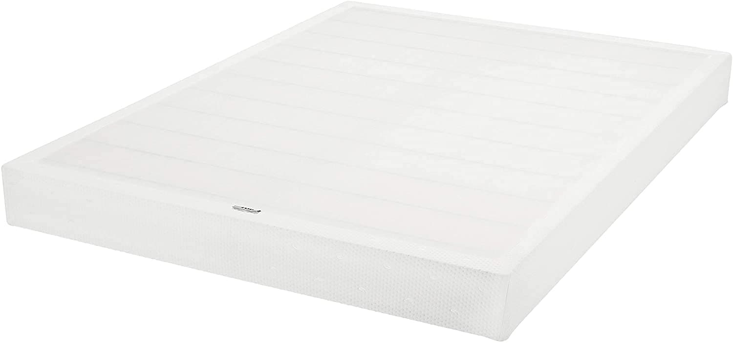 Amazon Basics Smart Box Spring Bed Base, 7-Inch Height Mattress Foundation, Tool-Free Easy Assembly, Extra Firm Support, Queen, 79"L x 59.5"W x 7"H, White