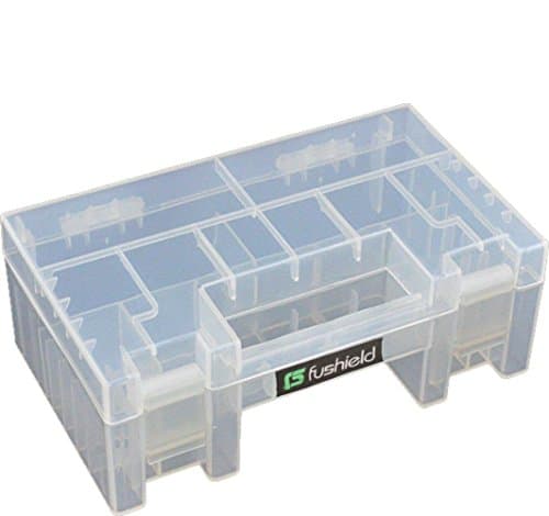 Fushield Battery Storage Organizer Case Holder Box Container for AAA , AA, 9V Card Reader and SD Card (Clear)