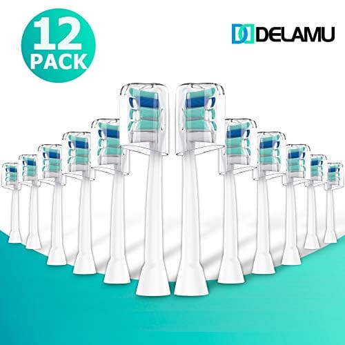 12 Pack Replacement Toothbrush Heads, Compatible with Philips Sonicare Brush Heads, Fits DiamondClean, HealthyWhite, FlexCare, EasyClean, PowerUp, 2 Series, 3 Series Gum Health, White