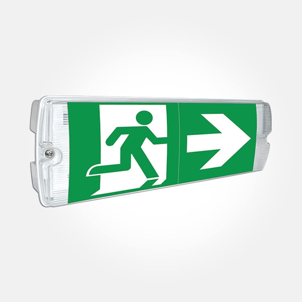 LEDBRITE Emergency Bulkhead Light 5W Maintained & Non-Maintained IP65 Ceiling & Wall Fire Safety Light Fitting Exit Legend Included (Energy Class A++)