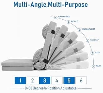 TOPSKY Adjustable Bed Wedge Pillow with Backrest, 6 Reclining Positions and Memory Foam, Wide Seat for Post Surgery, Reading, Sitting and Sleeping for Bed and Sofa (Khaki, 21.65" Wide)