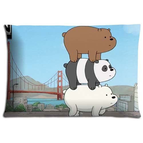 Polyester - Cotton Zippered Finest Ease We Bare Bears Bedding Pillow Cover Cases 16x24 inch 40x60 cm