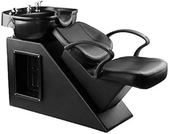 Ainfox Shampoo Barber Backwash Chair, ABS Plastic Shampoo Bowl Sink Chair for Spa Beauty Salon (black)