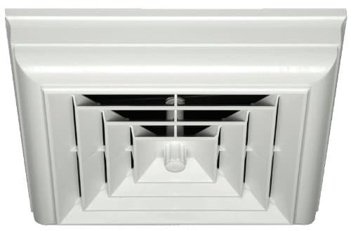 HaVACo Quick Connect 12" Capital Crown Square Ceiling Diffuser with 6" Register Boot and Rotary Damper, ABS Plastic Grille, 4-Way Deflection Ceiling Diffuser for Air Vent, Home Improvement, White