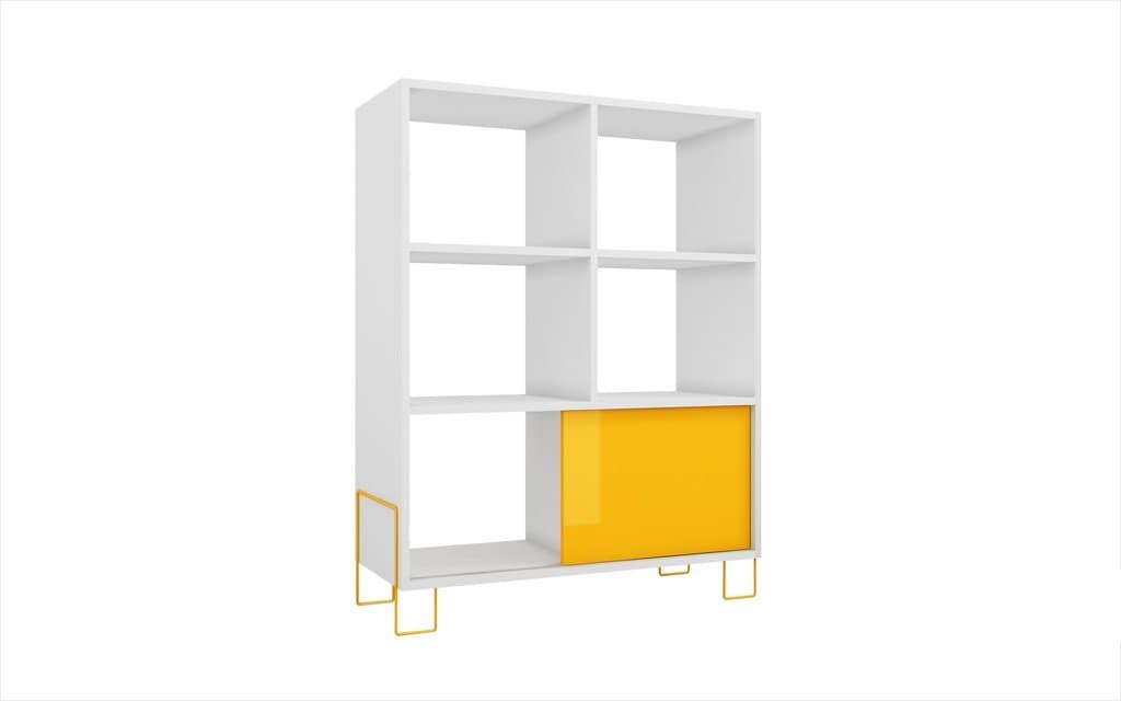 Manhattan Comforts Boden Mid-High Side Stand, White and Yellow