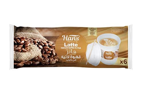 Hans Latte Instant Coffee In Cup, 6 Cups Flow Pack