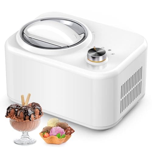 COWSAR 1 Quart Ice Cream Maker Machine with Built-in Compressor, Fully Automatic, No Pre-freezing, 1 Hour Keep-cooling, Easy to Clean