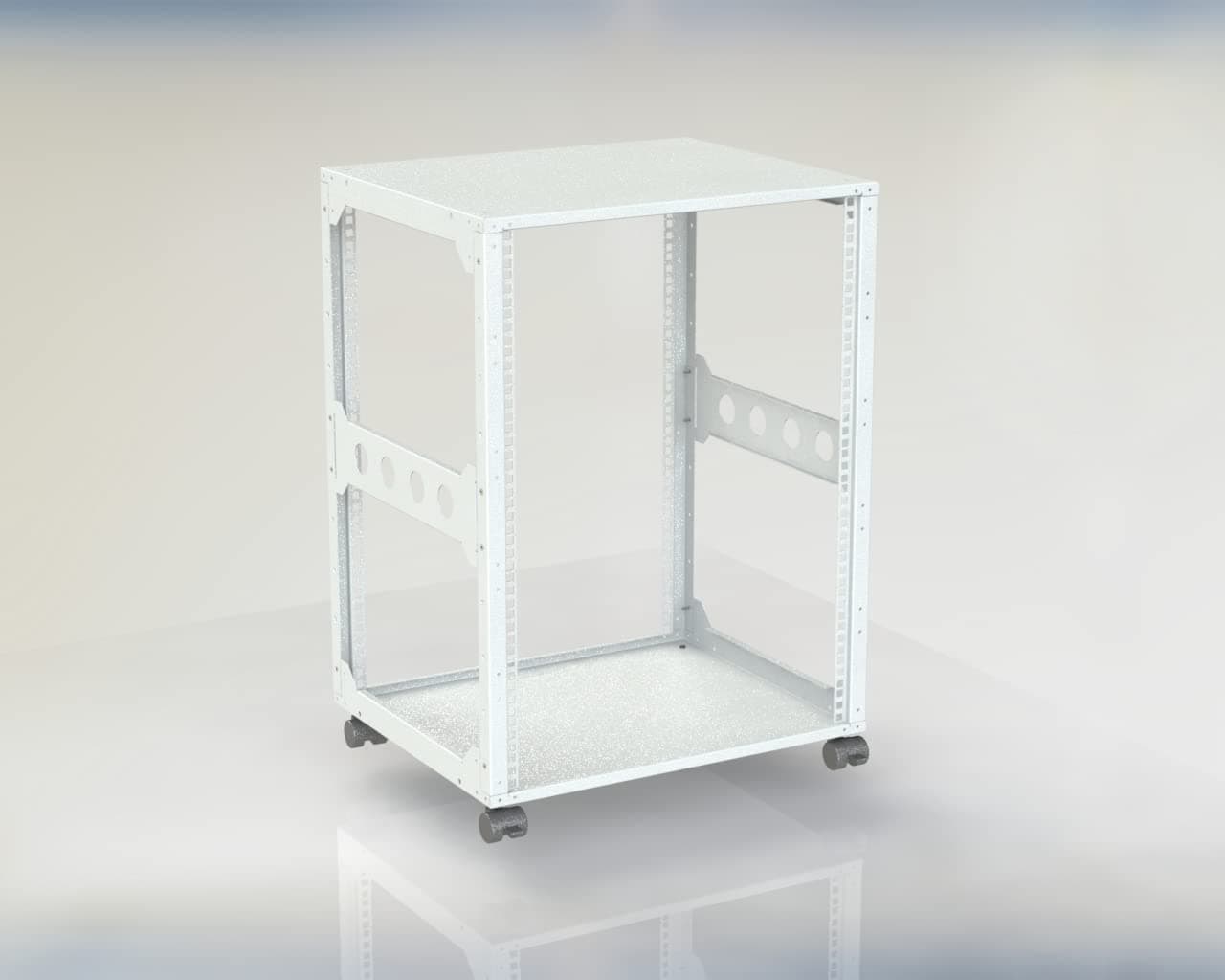 15U 482.6mm (19") Mini Rack - Open Frame - 440 mm Depth - Light Grey/Black - Server Enclosure Studio Cabinet