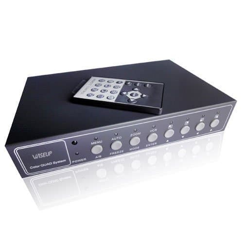 WISEUP4Ch Realtime Color Video Quad Splitter CCTV Security Mulitplexer Processor OSD Menu with Audio