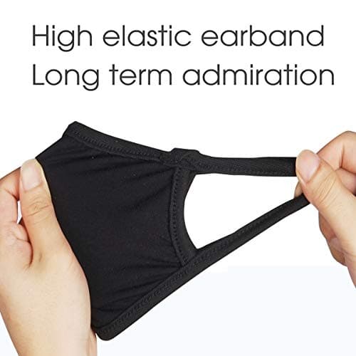 Bio-th Cloth Face Masks Reusable Washable - 5 Pack Black Face Masks Breathable Premium Comfort Ear loop Cotton Men Women L/XL