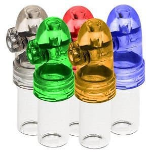 5-Pack acrylic snuff bullet w/ glass vial Snuff rocket snorter