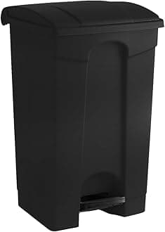 Plastic Garbage Bin with Foot Pedal, Hands-Free Garbage Can, Black, 23 Gallon Rectangular Step-On Commercial Trash Can for Restaurant/Office/Kitchen