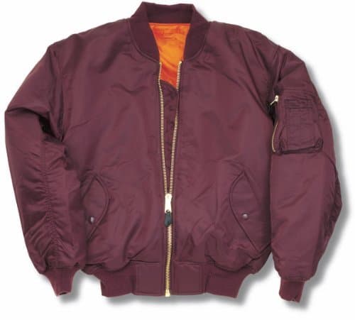 MA1 BOMBER JACKET WITH HEAVY BRASS ZIP (S, MAROON)