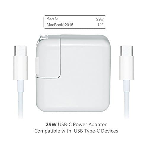 RAYDOSOM 29W USB-C Power Adapter Charger, Type C Power Supply with USB-C to USB-C Charge Cable for Apple MacBook 12 inch