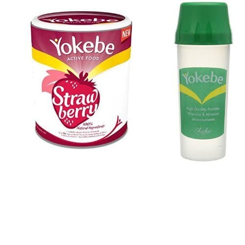 Yokebe 4 Tub Weight Loss Shake Bundle Pack with Shaker -Strawberry - 36 Portions