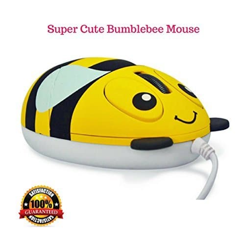 Kids Wired Mouse for Computer, Laptop, & PC – Small Mini Optical Mice - Cute Bumblebee with Ergonomic Design for Children’s Small Hands