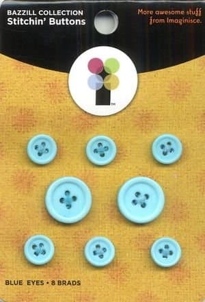 Imaginisce Stitchin' Button Brads - Blue Eyes