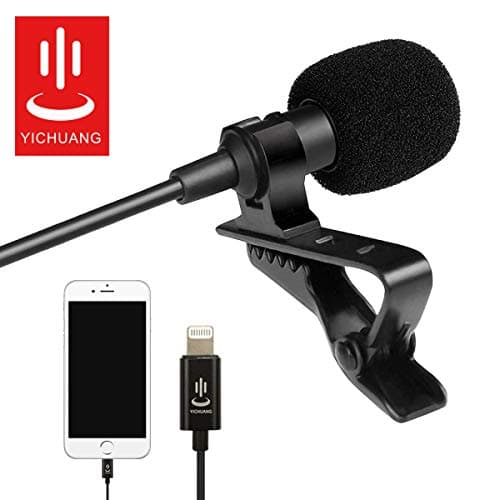 Microphone Professional for iPhone Grade Lavalier Lapel Omnidirectiona for lPhone Audio Video Recording Lavalier Condenser Microphone for iPhone X Xr Xs max 8 8plus 7 7plus 6 6s 6plus 5 / iPad（6M）