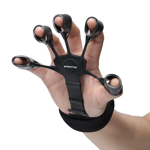 Amazon Brand - Symactive Silicone Finger Gripper Strength Trainer | Adjustable Resistance Band | Finger Strengthener | Grip Strength Enhancer | Multicolor