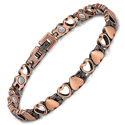 Feraco Copper Bracelet for Women 99.99% Solid Copper Magnetic Bracelets, Unique X Shape Links, Magnetic Field Therapy Jewelry Gifts