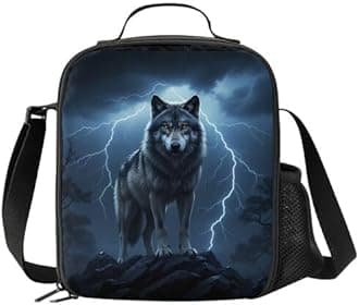 3D Wolf Lunch Bag Carrying Tote Insulated School Picnic Lunchbox Reusable Snack Bag for Girls Boys