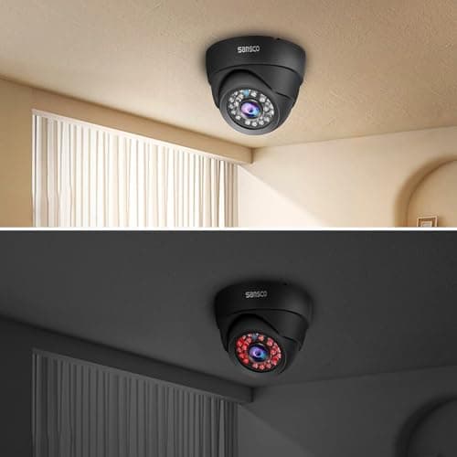 SANSCO 8 Channel 5MP CCTV DVR Camera System + 3TB Hard Drive,(8) 3K Bullet Dome Cameras (Wall/Ceiling Mounted IP66 Vandalproof, Mobile Viewing with Motion Activated Push Alert/Email, 24/7 Recording)