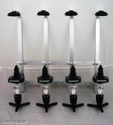 Bar Essentials 4 x 1.5 Litre Bottle Wall Fixing Bottle Bracket & 4 x 25ml Optic Set