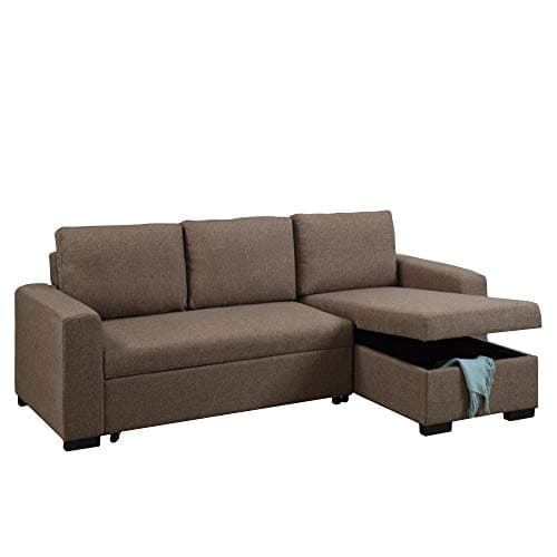 Benjara Wooden Sectional Sofa, Brown