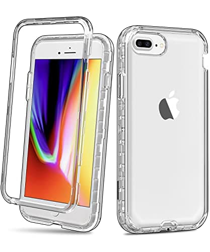 Hython Crystal Clear iPhone 8 Plus/7 Plus Case - Heavy Duty Defender Protective Hard Shell Hybrid Shockproof Rubber Bumper Phone Cover